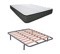 DUÉRMETE ONLINE Lit Complet avec Matelas Elda réversible (Face Hiver/été) + sommier Basic + 4 Pieds, Ensemble, 105 x 190 cm