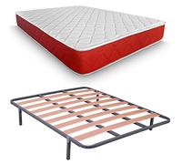 DUÉRMETE ONLINE Lit Complet avec Matelas viscoélastique Lite réversible Épaisseur 23 cm + sommier Basique avec Pieds, 150 x 190 cm