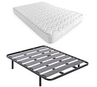 DUÉRMETE ONLINE Lit Complet avec Matelas viscoélastique Sena réversible + sommier Lama Large avec Pieds, Ensemble 90 x 190 cm