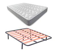DUÉRMETE ONLINE Lit Complet avec Matelas Viscotec réversible (Face Hiver/été) + sommier Basic avec 4 Pieds Pince, 105 x 190 cm