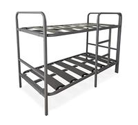 DUÉRMETE ONLINE - Lit superposé renforcé Complet avec Garde-Corps et échelle métallique - Structure de 40 x 30 mm avec Lattes Larges, Gris, 90 x 190 cm