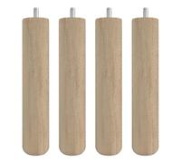 Duérmete Online Lot de 4 Pieds en Bois pour Base tapissée, cylindriques filetés, Hauteur 25 cm, Couleur Naturelle