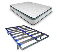 DUÉRMETE ONLINE Matelas Bio Max + sommier démontable KAMAKIT Cadre renforcé 40 x 30 mm, stabilité et Montage Facile, Tube Acier 30 x 40 mm, 160 x 200 mm