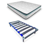 DUÉRMETE ONLINE Matelas Bio Max + sommier démontable KAMAKIT Cadre renforcé 40 x 30 mm, stabilité et Montage Facile, Tube Acier 30 x 40 mm, 90 x 190 mm