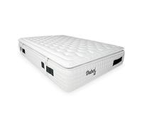 DUÉRMETE ONLINE Matelas Dubai XL Ressorts ensachés + Visco + Topper - Luxe et Confort - Hauteur 33 cm - Tissu Viscose Naturel, Blanc, 90 x 200