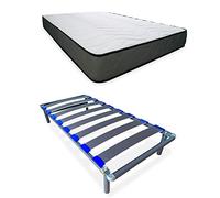 DUÉRMETE ONLINE Matelas Elda + sommier démontable KAMAKIT Cadre renforcé 40 x 30 mm, stabilité et Montage Facile, Tube Acier 40 x 30 mm, 90 x 200