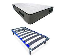 DUÉRMETE ONLINE Matelas Mylos Biogel + sommier démontable KAMAKIT Cadre renforcé 40 x 30 mm, stabilité et Montage Facile, Tube Acier 40 x 30 mm, 90 x 200