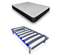DUÉRMETE ONLINE Matelas Pocket Visco + sommier démontable KAMAKIT Cadre renforcé 40 x 30 mm, stabilité et Montage Facile, Tube Acier 30 x 40 mm, 90 x 200 mm