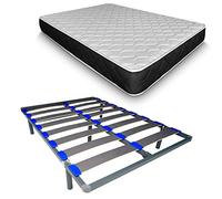 DUÉRMETE ONLINE Matelas Pocket Visco + sommier démontable KAMAKIT Cadre renforcé 40 x 30 mm, stabilité et Montage Facile, Tube Acier 30 x 40 mm, 150 x 190 mm