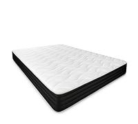 DUÉRMETE ONLINE Matelas viscoélastique réversible Pocket Visco (Hiver-Été-Face) Moyenne à Haute fermeté, épaisseur 20 cm, Memory Foam, Blanc/Noir, 150x200