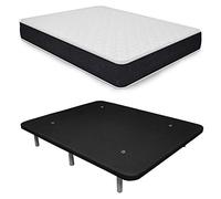 Duérmete Online Pack économique Matelas viscoélastique Pocket Visco + Base tapissée 3D renforcée 5 Barres de Renfort et valves de Ventilation avec 6 Pieds Noir 90 x 190 cm