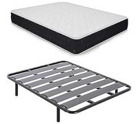 Duérmete Online Pack économique pour lit Complet avec Matelas en Mousse Visco-élastique + sommier à Lattes Larges + Pieds filetés, 90 x 190 cm
