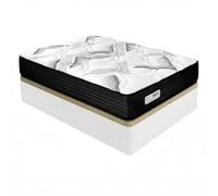 DUÉRMETE ONLINE Pack Matelas à mémoire de Forme à Ressorts ensachés Eco Box + Coffre Rabattable en Bois renforcé, Grande capacité de Rangement, fermeté élevée, Blanc, 150 x 200 cm