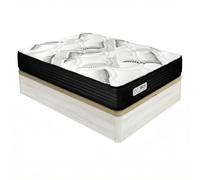 DUÉRMETE ONLINE Pack Matelas à mémoire de Forme à Ressorts ensachés Eco Box + Coffre Rabattable en Bois renforcé, Grande capacité de Rangement, fermeté élevée, Gris Polaire, 135 x 180 cm