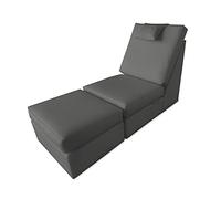 Duérmete Online Sillón Con Chaise Longue Tapizado en Poilipiel, Modelo LOFT, Alto Confort, Práctico y Funcional, Similicuir, Gris, Individual