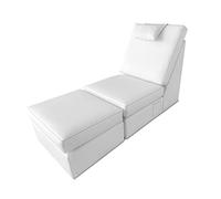 Duérmete Online Sillón Con Chaise Longue Tapizado en Poilipiel, Modelo LOFT, Alto Confort, Práctico y Funcional, Similicuir, Blanc, Individual