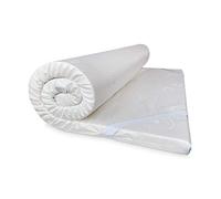 DUÉRMETE ONLINE Surmatelas viscoélastique biofresh 5 cm d'épaisseur Tissu damassé Respirant Anti-acariens et antibactérien Effet Anti-Stress Blanc 150 x 200 cm