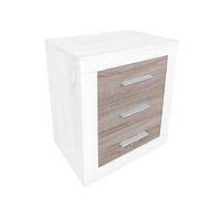 DUÉRMETE ONLINE - Table de Chevet Style Nordique modèle Omabella avec 3 tiroirs | Design Pratique et élégant | Couleurs Andersen et pin Gris