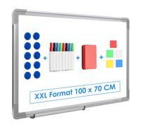 Duerté - Tableau blanc XXL magnétique avec marqueurs - 100x70 CM avec gomme pour tableau blanc - Set de 23 pièces - Tableau avec marqueurs - Memo Board résistant aux rayures - Emaille Magnetic Board