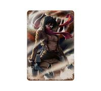 DUETFGBL Poster de personnage de l'anime L'Attaque des Titans Mikasa Ackerman Décoration murale en métal Décoration moderne de bar 30 x 20 cm