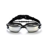 DUEYUN Lunettes de natation optiques Lunettes de natation monobloc avec bouchons d'oreilles - Dioptrie : -1,5 à -8,0 - Anti-buée - Protection UV - Belle boîte pour homme, femme (Noir, -2)