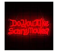 DUEYUU lumière au néon Aimez-vous les films d'horreur ? Enseigne lumineuse LED néon à intensité variable « » pour soirée cinéma