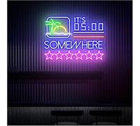 DUEYUU lumière au néon D'Ambiance Apaisante Lampe Il Est 5h00 Quelque Part, Enseigne Au Néon pour Bar À Cocktails(B)