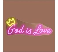 DUEYUU lumière au néon Enseigne au néon «Dieu est amour» pour décoration de mariage, lampe pour chambre fille, 42 x 17 cm(2)