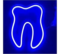 DUEYUU lumière au néon Enseigne lumineuse néon en forme de dent pour la décoration vitrine d'un cabinet dentaire, 40 x 30 cm