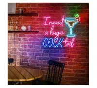 DUEYUU lumière au néon « J’ai besoin d’un énorme cocktail », enseigne lumineuse humoristique pour adultes, bar, 63 cm x 71(B)