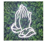 DUEYUU lumière au néon Lampe LED néon mains en prière, esthétique, montage mural, décoration d'intérieur, polyvalente, pour magasin, 45 cm(Blanc)