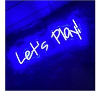 DUEYUU lumière au néon LED néon signe Enseigne Au Néon Let's Play, Lettre Lumineuse Pour Chambre, Salon, Décoration Murale, 20cmx45cm