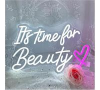 DUEYUU lumière au néon Lettres colorées Intérieur Luminaires Il Est Temps Pour La Beauté, Signe Néon Décoration De Salle