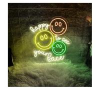 DUEYUU lumière au néon Lumière néon « Heureux de voir ton visage » (56 cm), idéale pour décorer un mur salle