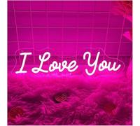 DUEYUU lumière au néon Panneau néon «Je t'aime», décoration murale pour mariage, lumières LED alimentées par, d'intérieur, 40cm x 11,5cm
