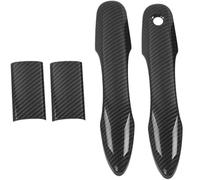 DUEYUU poignée de porte de voiture Poignée de porte extérieure gauche de voiture, 4 pièces accessoires housse en fibre de carbone