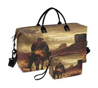 Duffel Bags Sport Training Bag Carry On Tote Bag with Toiletry Bag for Travel Large Capacity Cowboy Western Desert, multicolore, 1 size, Moderne/ajusté