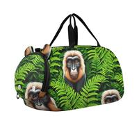 Duffel Sac de voyage pour garçons Motif élan Bleu marine, Feuilles vertes primate, Classique