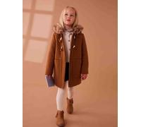 VERTBAUDET Duffle-coat à capuche en drap de laine fille fermé par brandebourgs camel 8A