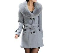 Duffle Coat en Laine Femme Manteau Fausse Fourrure Fausse Fourrure Hiver Solde Femmes Veste Long Trench Classique Outwear Overdose