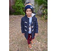 Duffle-coat garçon en drap de laine doublé sherpa gris chiné 7A