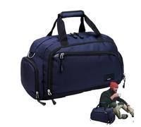 Duffle Gym Bag, Large Carry- Weekender Bag, Overnight Shoulder Travel Duffle, Spacious Sports Carrier, 46 * 27 * 19cm Ideal for Boxing, Road Trips and Yoga, Navy Blue and Black