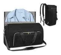Duffle - Sac de rangement pliable - 45 l - Sac de rangement pliable - Sacs de costume 2 en 1 pour hommes et femmes - Voyage d'affaires - Weekend - Office Trav, Noir , Voir description, Voir