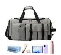 Duffle Sac de sport multifonction imperméable pour vêtements, accessoires et bouteilles, gris, Consulte la descripción, Voir description