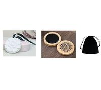 Duftstein für ätherische Öle 1 pierre diffuseur en plâtre avec boîte en bambou 9 x 9 x 2,3 cm, sachet cordon, diffuseur sans électricité pour voyage, bureau, chambre, voiture