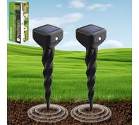 Dufuso Anti Taupe Solaire Ultrasons Lot de 2, Répulsif à Vibration et Ultrasons pour Taupes, Écureuils et Serpents, Protection Jardin IP65, Résistant aux Intempéries