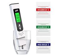 Dufuso pH Metre Haute Précision (± 0.01), Testeur pH Piscine avec Écran LCD Rétroéclairé Bleu et Compensation Automatique de la Température, pour Eau Potable/Piscine Analyse de l’eau,Blanc