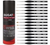 DUGATO Lot de 15 pinceaux miniatures avec poignées triangulaires ergonomiques et étui de transport pour acrylique, aquarelle, huile, modèles et Warhammer