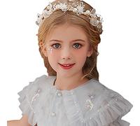 DUGEGAYL Cheveux Headpieces, Mariage Morceau de Cheveux, Princesse Blanche Fleur Couvre-Chef Robe De Cheveux De Perle Mariage pour Femmes et Filles