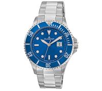 Dugena Diver XL 4461003 Montre à quartz pour homme avec cadran bleu, boîtier en acier inoxydable, verre minéral trempé, bracelet en acier inoxydable, boucle déployante avec fermoir de sécurité, 30